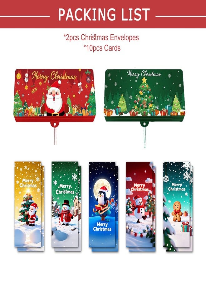 Mivofun Elegant Christmas Money Envelope Set with Tassel, Festive 10-Slot Pull-Apart Design in Red & Green Cash Holder, 2-Pack for Holiday Decor and Gifting - Image 3